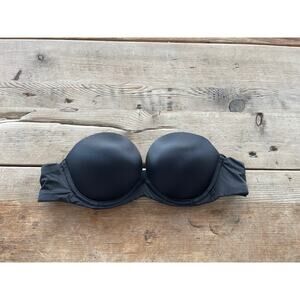 Victoria's Secret Smooth Black Satin 32D Very Sexy Push-Up Strapless Bra VS